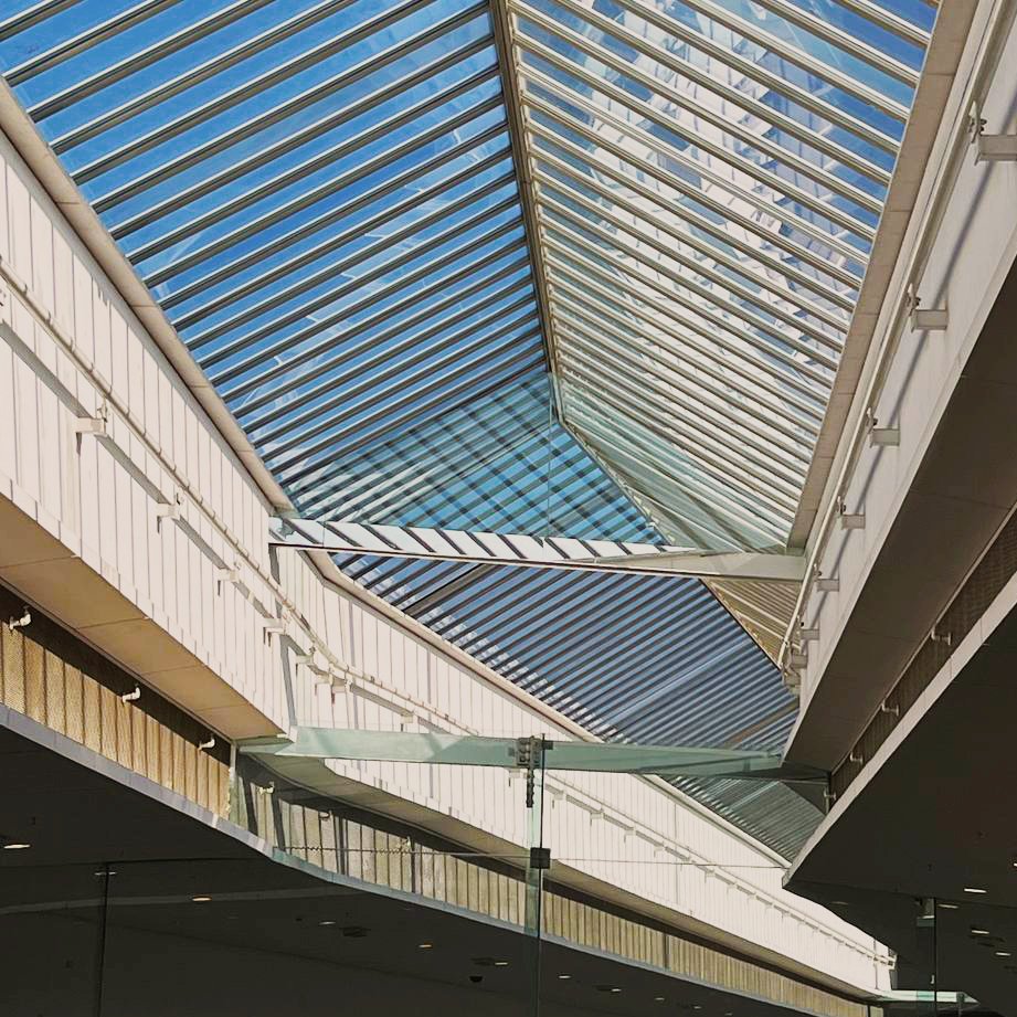 Inside view of a roof in Glasgow mall